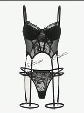 Load image into Gallery viewer, lSexy Lingerie Set 2-Pieces Fancy Underwear Sexy Women Uncensored Transparent Bra Garters Briefs Sets Bandage Sex Outfits
