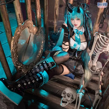 Load image into Gallery viewer, Women Sexy Demon Miku Cosplay Costumes Anime Devil Hatsune Cosplay Uniform Dress Wigs Wings Suit With Horns Tail Halloween Party
