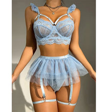Load image into Gallery viewer, Sexy lingerie Bra And Panty set Exotic Costumes Sensual Transparent Erotic Apparel Porn Goth Mesh Sex Outfit Top and Briefs
