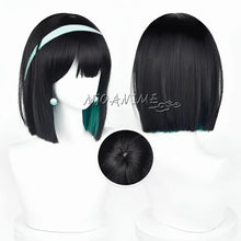 Load image into Gallery viewer, Sua Cosplay Costume Wig Anime Alien Stage Cosplay Costume Microphone White Dress Earrings Short Black Wig Sua Cosplay Clothing
