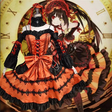 Load image into Gallery viewer, DATE A LIVE Tokisaki Kurumi Cosplay Costume Wig With Bangs Clip Ponytails Comic Con Nightmare Black Long Ponytials Wig Costumes
