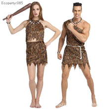 Load image into Gallery viewer, Cosplay Indigenous People Men Women Primitive Hunters African Wild Man Performance Costumes Halloween Party Costumes
