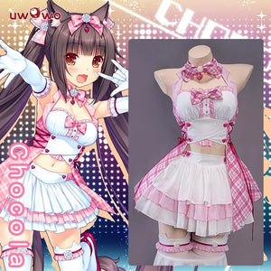 In Stock UWOWO NEKOPARA Chocola Cosplay Halloween Costume New Idol Catgirl Maid Costume Dress Chocola Vanilla Theatrical Costume