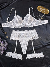 Load image into Gallery viewer, Sexy Lingerie For Women Lace Garter Lingerie Set Floral Lace Erotic Bra Set Brief Panty Push Up Sexy Nighty Erotic Underwear Set
