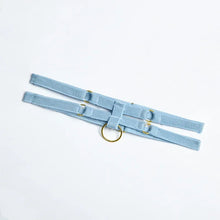 Load image into Gallery viewer, 3pcs Ladies Sexy Solid Sensual Lingerie Set Mesh Underwear Women Push Up Bra Garters Brief Sets Transparent Blue Bra
