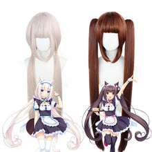 Load image into Gallery viewer, Anime Nekopara Cosplay Vanilla Chocola Cosplay Wig Long Pink/Brown Hair Nekopara Cosplay Chocola/Vanilla Wig Christmas Party Wig
