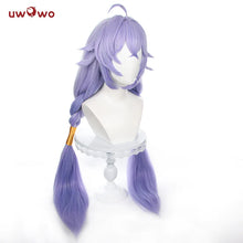 Load image into Gallery viewer, IN STOCK UWOWO Honkai Star Rail Cosplay Wig with Headpiece Bailu Cosplay Wig Long Blue Hair Purple Long Hair Heat Resistant
