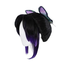 Load image into Gallery viewer, UWOWO Shinobuu Cosplay Wig 23cm Short Black Purple Gradient Hair
