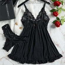 Load image into Gallery viewer, A Set Of Woman Underwear Nightgown Thong Sets Plus Size Suspender Lace Lingerie Sexy Accessories Erotic Bra Nightdress lencería
