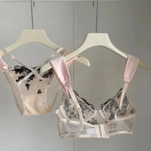 Load image into Gallery viewer, Sexy Lace Lingerie Push Up Semi-sheer Bra and Panty Sets Gathering Chest Flower Large Steel Ring Pretty Korean Fashion Bra Set
