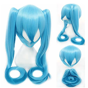 HAIRJOY Synthetic Hair Long Straight Green Cosplay Wig with 2 Clips in ponytails Vocaloid Hatsune Miku Costume Wig