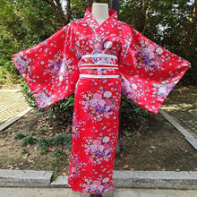 Load image into Gallery viewer, Cosplay Costume Traditional Japanese Kimono Japanese Style Printed Floral Sakura Girl Kimono Dress Asian Elegance
