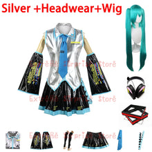Load image into Gallery viewer, European Size Optimized Version Miku Cosplay Costume Full Set Mikuo Cosplay Dress Uniform  Headwear Props Miku Cosplay Suits
