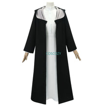 Load image into Gallery viewer, Anime Frieren: Beyond Journey&#39;s End Fern Cosplay Costume White Long Dress and Black Robe Purple Wig Headwear Halloween Suit
