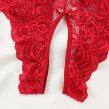 Load image into Gallery viewer, Women&#39;s Porn Lingerie G-string Transparent Bodysuit Underwear Set Lace Deep V Crotchless One-piece Lingerie Adult Bodysuit
