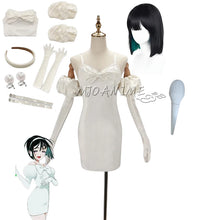 Load image into Gallery viewer, Sua Cosplay Costume Wig Anime Alien Stage Cosplay Costume Microphone White Dress Earrings Short Black Wig Sua Cosplay Clothing
