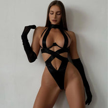 Load image into Gallery viewer, Open Lingerie Set Transparent Lace Up Bandage Exotic Sets Mesh Femme Lingerie Lace Bra Set Women Sexy Lingerie Set
