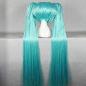 HAIRJOY Synthetic Hair Long Straight Green Cosplay Wig with 2 Clips in ponytails Vocaloid Hatsune Miku Costume Wig