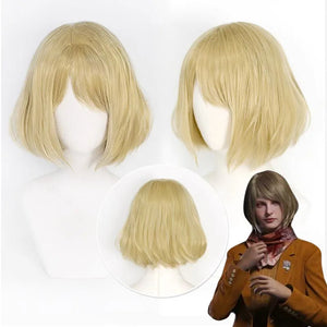 Biohazard Resistant 4 Remake Ashley Graham Evill Cosplay Wig Heat Synthetic Hair Halloween Accessories Carnival Disguise Props