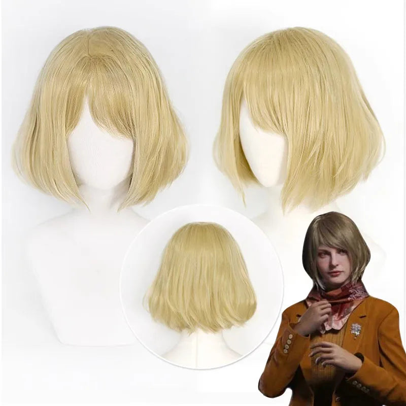 Biohazard Resistant 4 Remake Ashley Graham Evill Cosplay Wig Heat Synthetic Hair Halloween Accessories Carnival Disguise Props