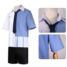 Load image into Gallery viewer, Anime Link Click Lucas Cosplay Costume White Short Wig Lu Guang Blue Shirt Pant Hat Full Set Daily Clothing Halloween
