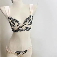 Load image into Gallery viewer, Sexy Lace Lingerie Push Up Semi-sheer Bra and Panty Sets Gathering Chest Flower Large Steel Ring Pretty Korean Fashion Bra Set
