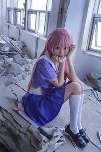 Gasai Yuno Cosplay Anime Future Diary Gasai Yuno Mirai Nikki Cosplay Costume School Uniform Bow Short Skirt Wig Halloween Suits