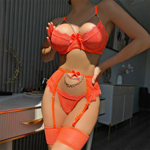 Load image into Gallery viewer, Fetish Bowknot Lingerie Open Bra Lace Up Sexy Underwear Satin Erotic Outfit Young Girls Erotic Lingerie Set Of Sex
