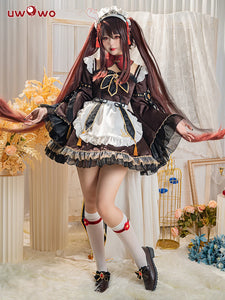 In Stock UWOWO Game Genshin Impact HuTao Cosplay Costume Hu Tao Halloween Maid Costume Christmas Outfit Dress Cosplay Role Play