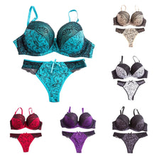 Load image into Gallery viewer, 2026 New Women Sexy Lace Underwear Set Push Up Embroidered Bra And Thong Plus Size 2 Piece Set Color Block Lingerie Suits
