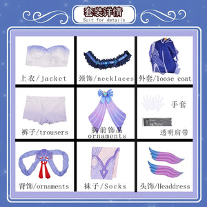 Genshin Impact Cosplay Sangonomiya Kokomi Game Cosplay Costumes Wig Shoes Hat Anime Suits Halloween Party Disfraz Mujer Women