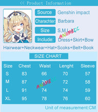 Load image into Gallery viewer, ANIMECC in Stock Genshin Impact Barbara Cosplay Costume Wig Anime Game Princess Dresses Lolita Maid Halloween Clothes for Women
