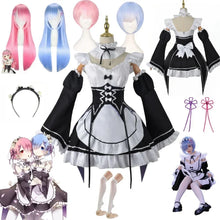 Load image into Gallery viewer, Anime Ram Rem Lolita Meid Cosplay Re Leven In Een Andere Wereld dan Nul Kostuums Vrouwen Loli Jurk Halloween Feestpak
