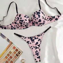 Load image into Gallery viewer, Sexy Leopard Print Bra And Panties Set Comfortable Push Up Lingerie Set
