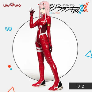 In Stock UWOWO Zero Two Cosplay Costume Darling in the Franxx 02 Anime Zentai Cosplay Bodysuit CODE Plug Suit Women Cosplay