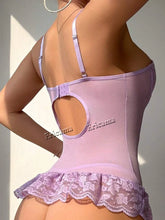 Load image into Gallery viewer, Hot Lace Bodysuit Lace Up Erotic Underwear Sexy Bra Set And Panties Garter Body Suit Girly Purples Sexy Dames Sexy Lingerie Set
