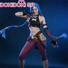 Load image into Gallery viewer, IN STOCK Jinxx Wig Game DokiDoki-R Women 38cm Hair Jinxx Cosplay Mask Tattoo Necklace Nails Bun Wig Luminous Ball Free Cap
