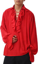 Load image into Gallery viewer, Medieval Halloween Costumes Autumn Casual Shirts Steampunk Cosplay Bandage Long Sleeve Ruffled Shirt Gothic Blouse Tops
