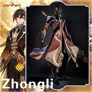 In Stock UWOWO Zhongli Cosplay Genshin Impact Cosplay Geo Archon Morax Zhongli Men Role Play Uniform Halloween Carnival Costumes