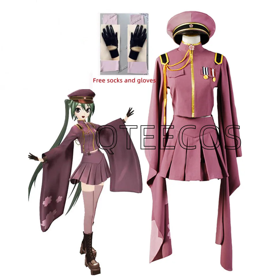 Anime Miku Cosplay Kimono Costumes Uniform Outfit Halloween Clothes For Women S-2xl Include Socks Gloves