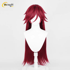 In Stock Anime Grell Sutcliff Synthetic Hair Unisex 90cm Rose Red Wig Heat Resistant Hair Halloween Cosplay Anime Wigs + Wig Cap