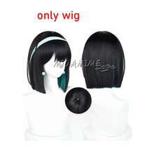 Load image into Gallery viewer, Sua Cosplay Costume Wig Anime Alien Stage Cosplay Costume Microphone White Dress Earrings Short Black Wig Sua Cosplay Clothing
