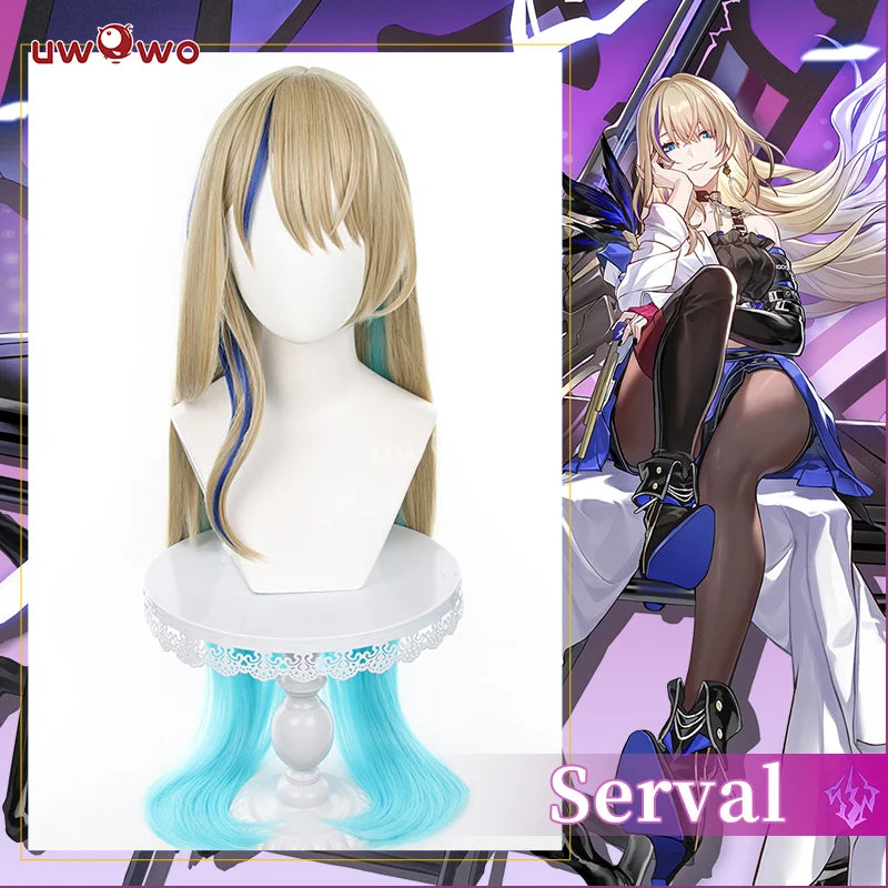 IN STOCK UWOWO Serval Cosplay Wig Honkai Star Rail Cosplay 100cm Long Light Gradient Golden Yellow Hair Heat Resistant Halloween