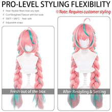 Load image into Gallery viewer, Varesa Cosplay Synthetic Hair 100 Cm Long Pre-Woven Pinkish-Green Double Braids Halloween Costume Party Anime Game Wig
