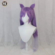 Load image into Gallery viewer, IN STOCK UWOWO Game Genshin Impact Keqing Cosplay Wig Driving Thunder Yuheng of the Liyue Qixing 80cm Purple Gray Gradient Hair
