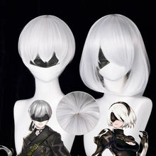 Load image into Gallery viewer, Anime 9S Cosplay Wig 2b Wig White Wig Cosplay Wig Heat Resistant Synthetic Hair Wigs
