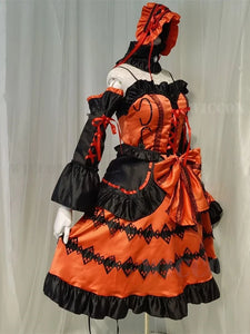DATE A LIVE Tokisaki Kurumi Cosplay Costume Wig With Bangs Clip Ponytails Comic Con Nightmare Black Long Ponytials Wig Costumes