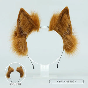 Cat Ear Headband Kawaii Fox Ear Lolita Cosplay Headwear Japanese Fluffy Hair Accessories Adjustable Ear Jk Role Play Headdress