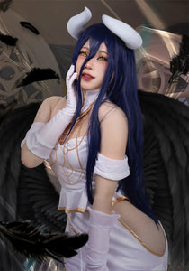 In Stock DAZCOS Anime Overlord Albedo Cosplay Costume Halloween Christmas Costume Cos Women White Dress Overlord Albedo Cosplay