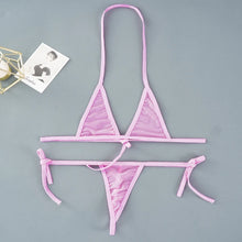 Load image into Gallery viewer, Sexy Mini Bra Sets Wirefree Ultra-thin Mesh Unlined Bra Brief Set Black Transparent 2 Pieces Halter Women&#39;s Exotic Lingerie Sets
